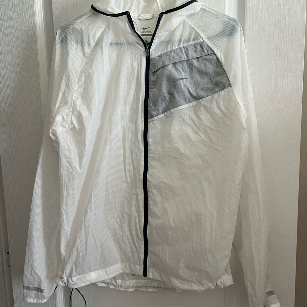 Nike White and Gray Windbreaker Jacket